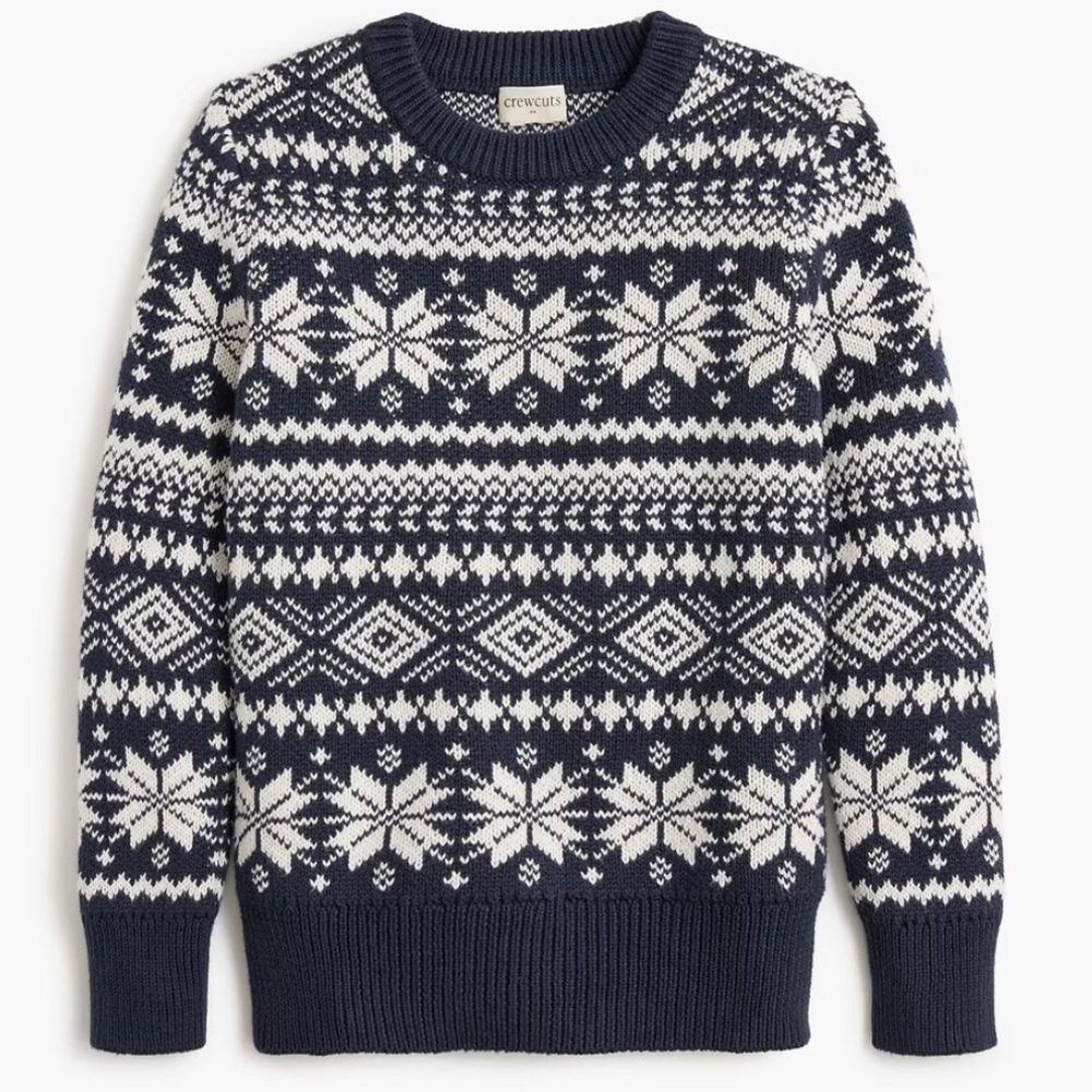 Crewcuts Boys Fair Isle Winter Sweater in Navy & White Size Xl 14